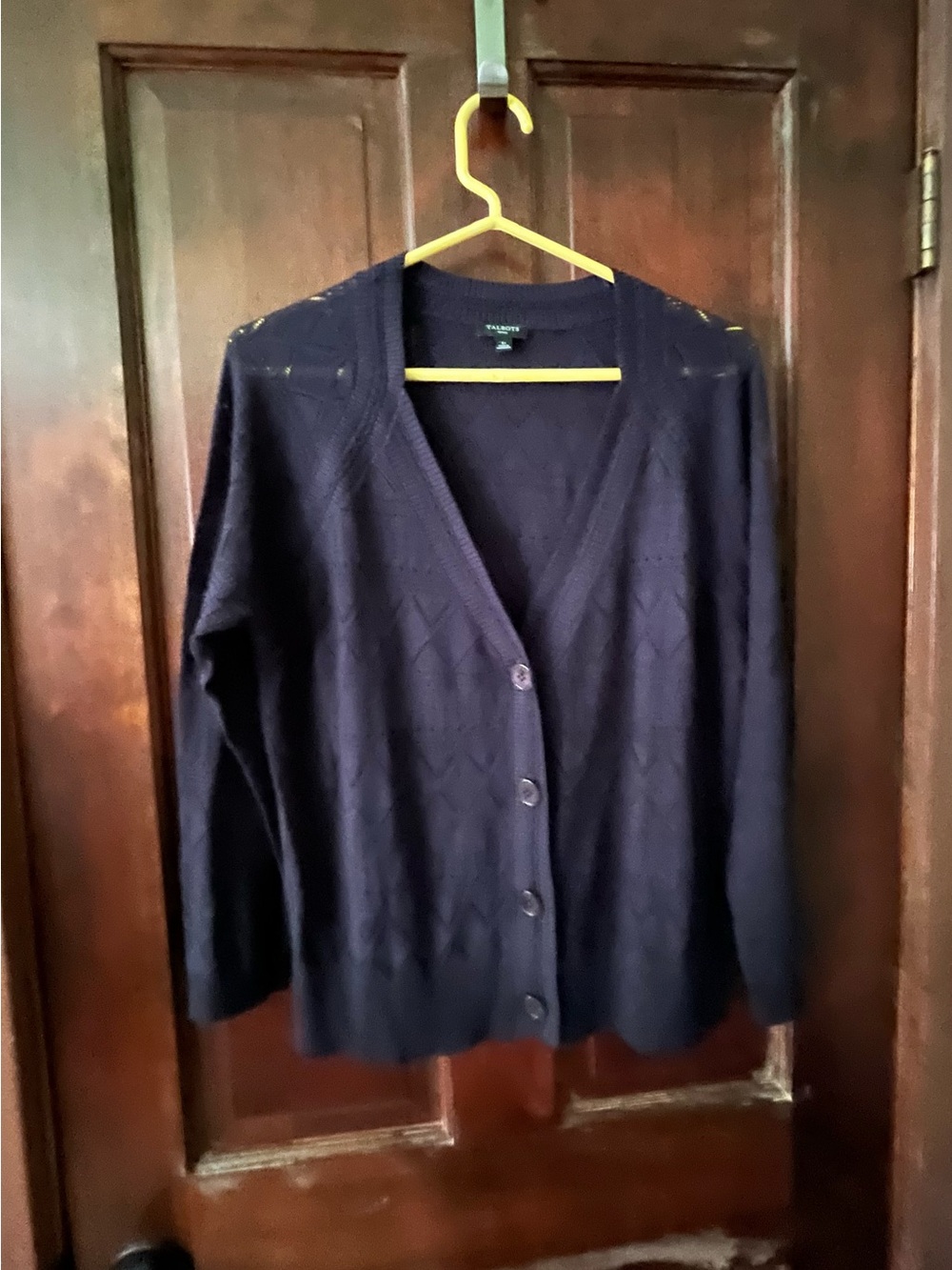 EUC. Talbots navy cardigan petite large.